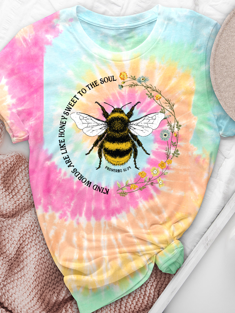 Kind Words Like Honey Tie-Dye Crew Neck T-Shirt