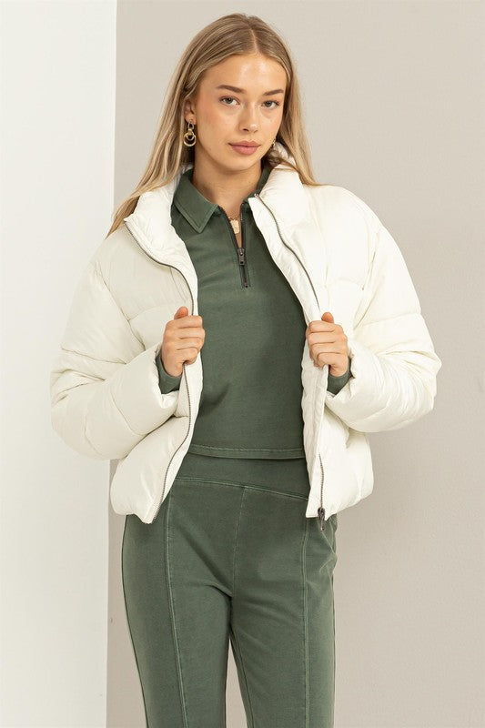 On The Edge Puffer Jacket in Cream