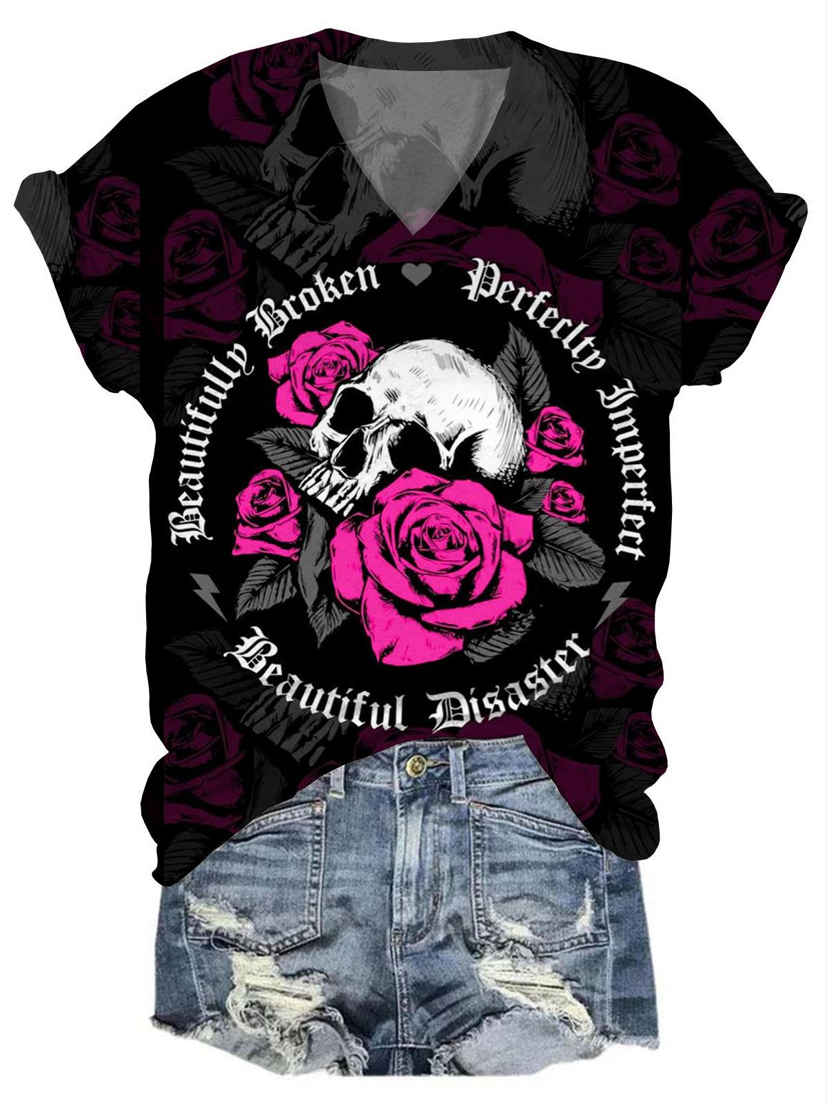 Darkness Skull Flower T-Shirt