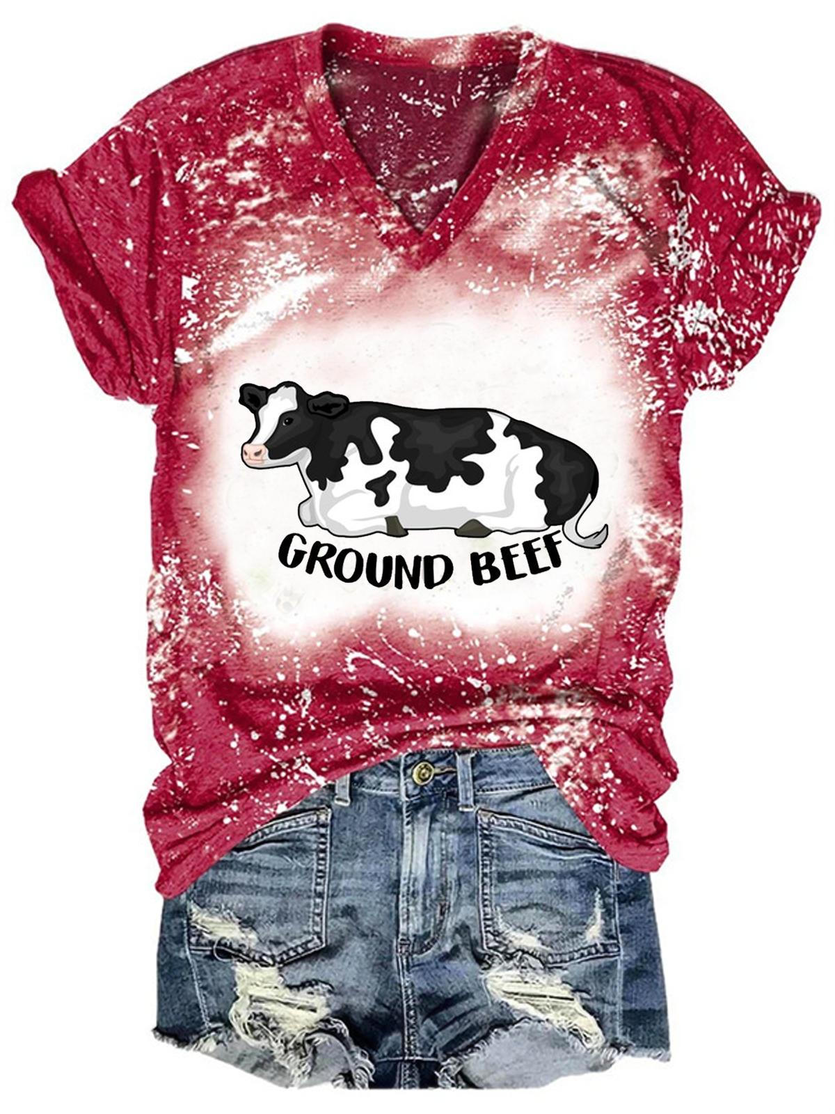 Women's Funny Cow Tie Dye Print Top