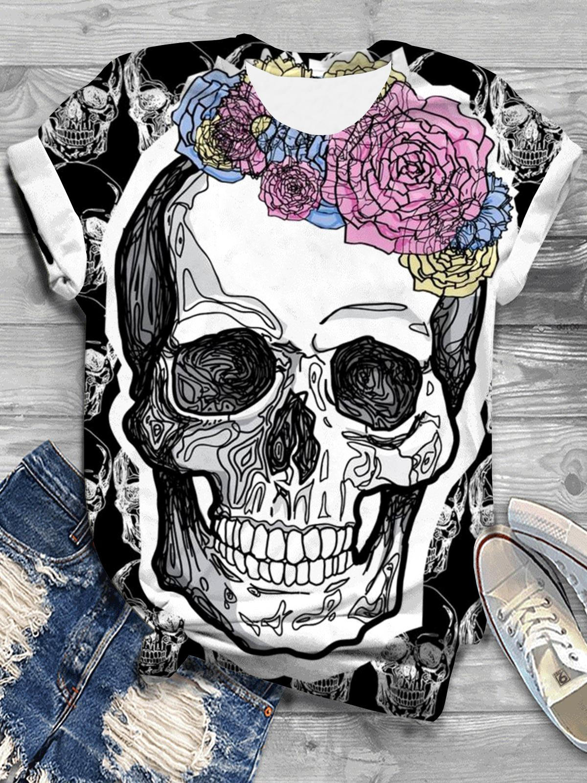 Darkness Skull Flower T-Shirt
